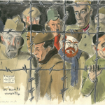 les morts vivants / die lebenden Toten, Zeichnungen des inhaftierten französischen Künstlers J. Bertrand - © Stadtarchiv Moosburg